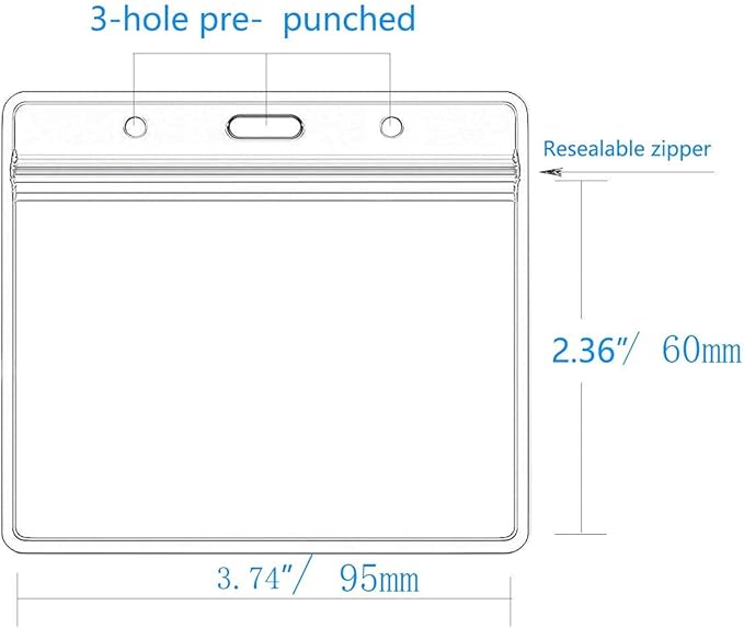Porta credencial horizontal extra grueso, impermeable y con cierre hermético (Pkt 6)